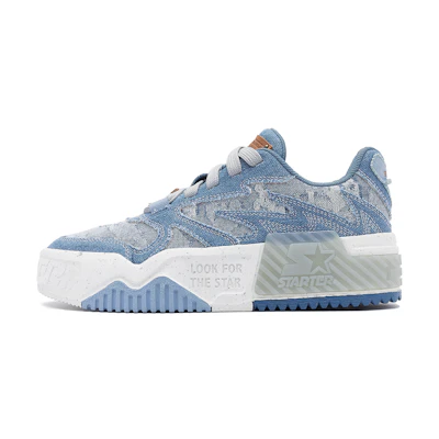 STARTER Wave Series VOL Blue 'Retro American Washed Denim Patchwork Chunky Low Top'
