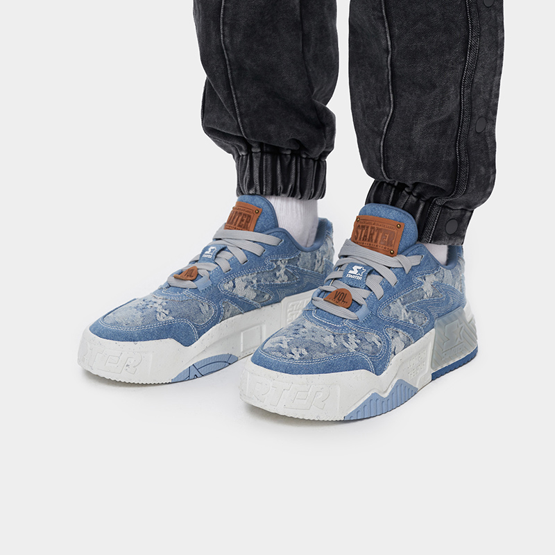 STARTER Wave Series VOL Blue 'Retro American Washed Denim Patchwork Chunky Low Top' 圖 7
