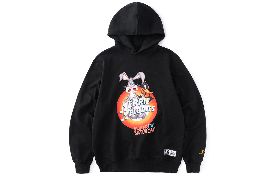 STARTER Bugs Bunny Cartoon Print Hoodie Unisex Black STDH3C0804M-BK01