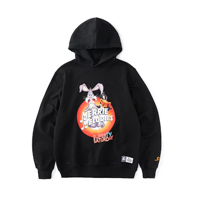 STARTER Bugs Bunny Cartoon Print Hoodie Unisex Black STDH3C0804M-BK01