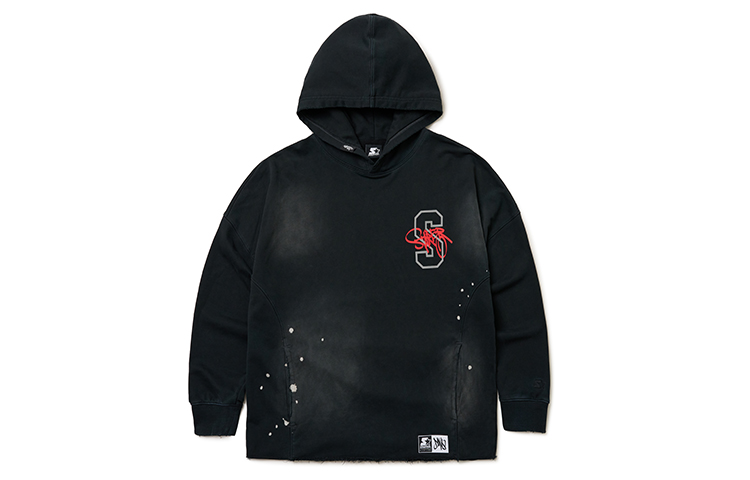 STARTER Che Che Letter Print Hoodie Unisex Charcoal Grey SA33HD003U