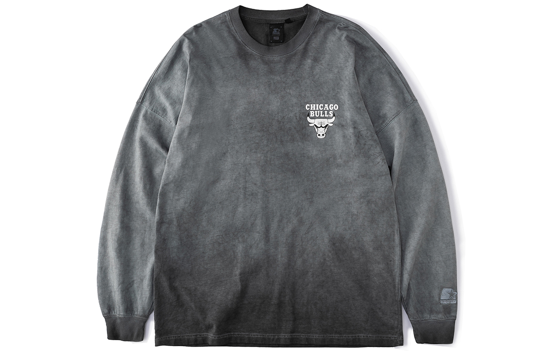 STARTER x NBA Bulls Gradient Crewneck Long Sleeve Sweatshirt Unisex Grey STH3C1395M-GY02