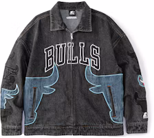 Order STARTER x NBA Chicago Bulls Letter Geometry Embroidered Denim Jacket Unisex Grey. STH3C5997M