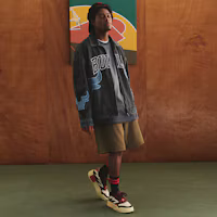 Shop STARTER x NBA Chicago Bulls Letter Geometry Embroidered Denim Jacket Unisex Grey. STH3C5997M