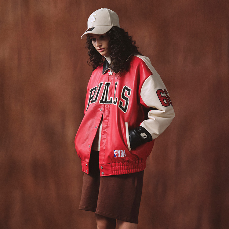 Details for STARTER x NBA Chicago Bulls Jaket Varsity Retro Letterman Merah Pria STH4C6994M-RE18