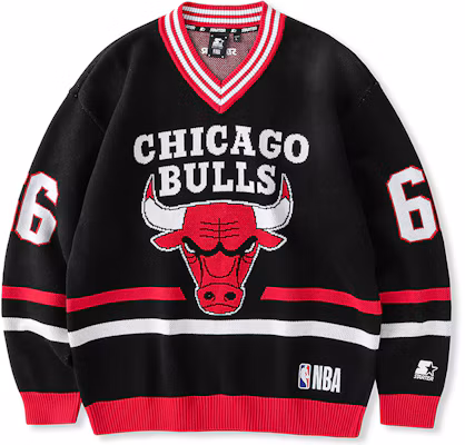 STARTER x NBA Chicago Bulls V-Neck Pullover Sweater Unisex Black STH4C4699M-BK01 Buy STARTER x NBA Chicago Bulls V-Neck Pullover Sweater Unisex Black STH4C4699M-BK01