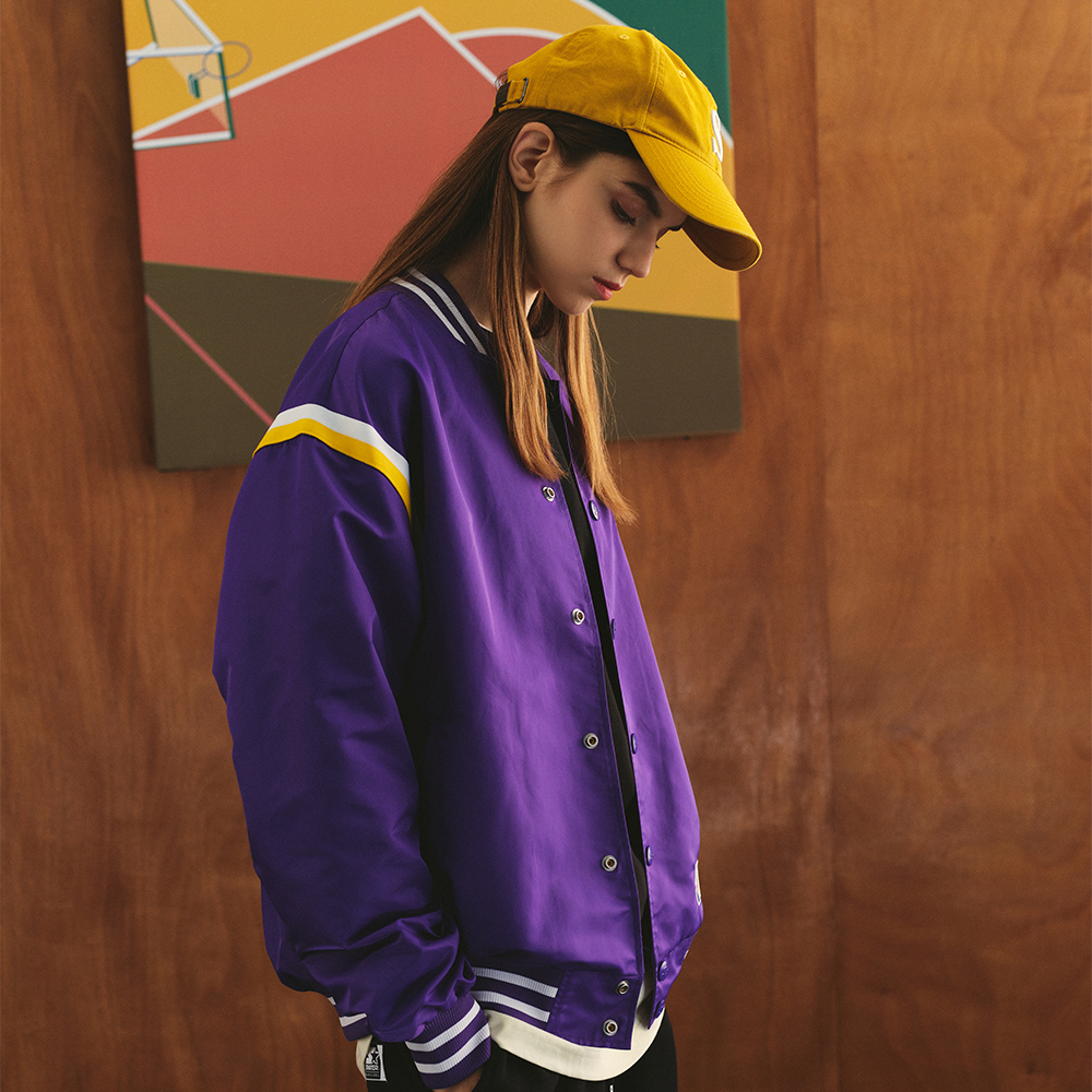 Purchase STARTER x NBA Retro Loose Fit Jaket Baseball Unisex Lakers Ungu STH3C2297M