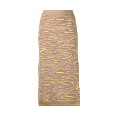 Stella McCartney Animal Print Knit Midi Skirt Beige. 603673S2260-2742