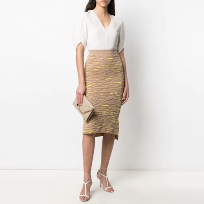 Stella McCartney Skirt Lebih Panjang Cetakan Haiwan Beige. 603673S2260-2742 Lookbook Stella McCartney Skirt Lebih Panjang Cetakan Haiwan Beige. 603673S2260-2742