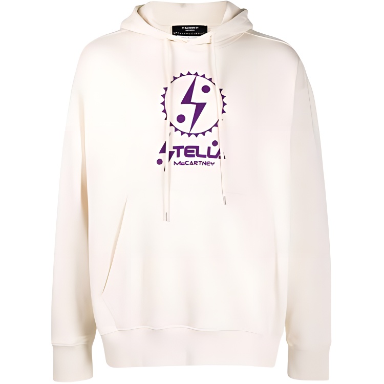 Stella McCartney FW21 Solid Printed Hoodie Unisex Off-White Pullover 601846SNP07-9012