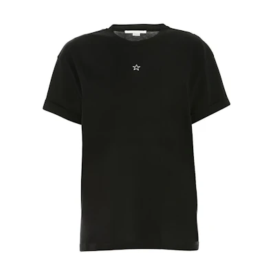 Stella McCartney SS21 Star Embroidered Unisex Black Short Sleeve T-Shirt. 457142SIW20-1000