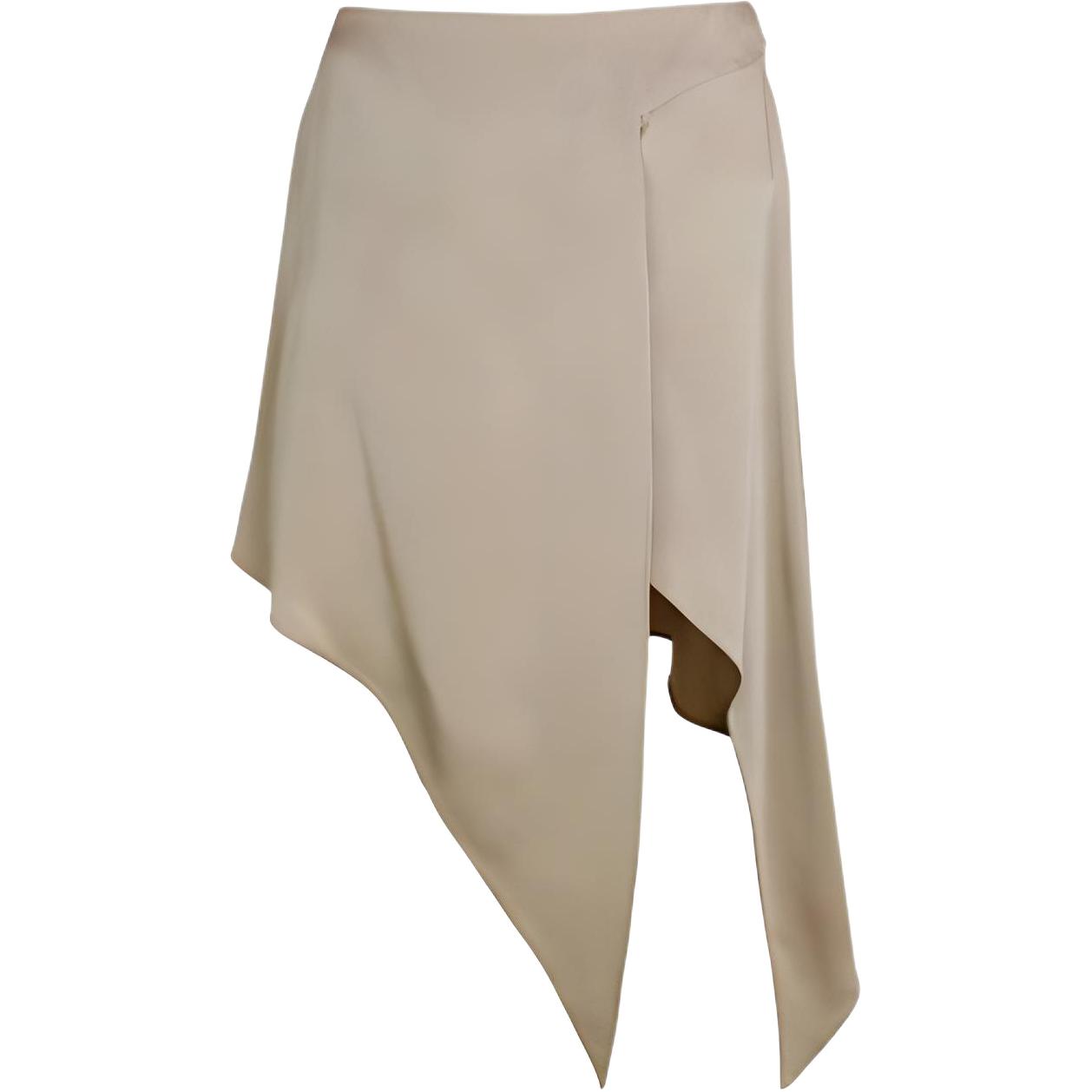 Stella McCartney SS23 Asymmetrical Casual Skirt in Solid Taupe. 6300473BU370-2802
