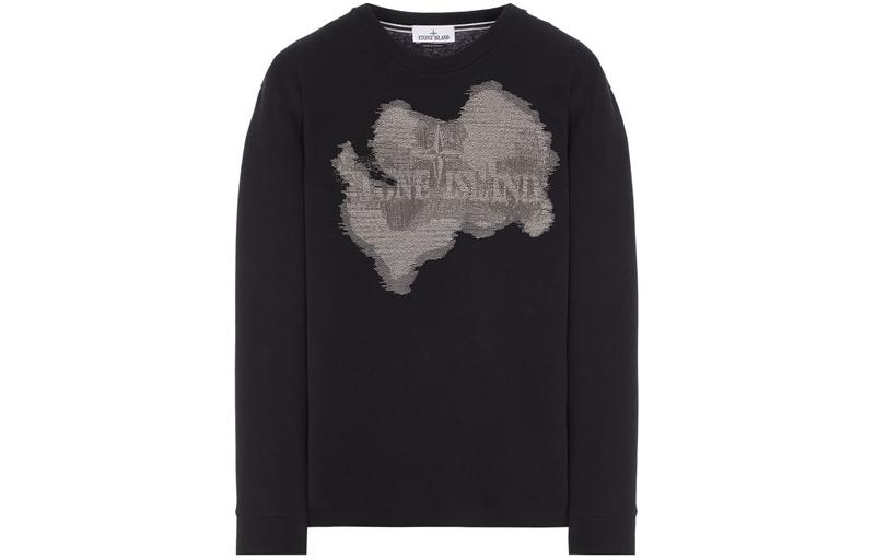 Stone Island 2RLE7 Camo Three Embroidery Printed Crewneck Sweatshirt Black 80152RLE7-V0029