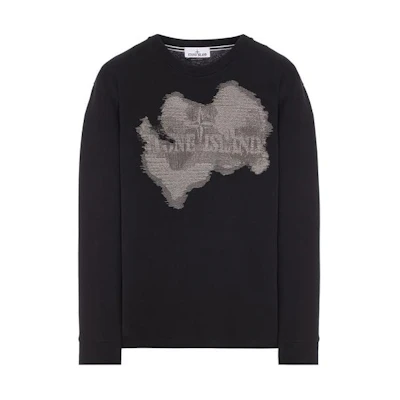 Stone Island 2RLE7 Camo Three Embroidery Printed Crewneck Sweatshirt Black 80152RLE7-V0029