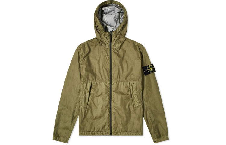 Stone Island 3L TC Lightweight Green Hooded Zip Jacket for Men 721542423-V0058