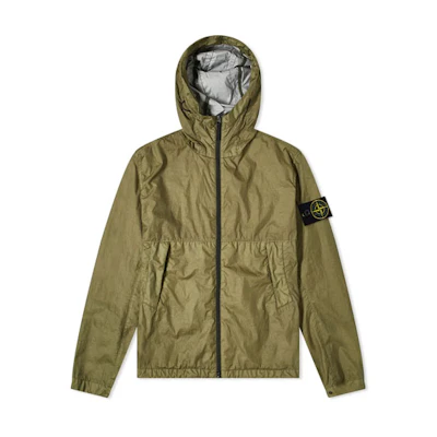 Stone Island 3L TC Lightweight Green Hooded Zip Jacket for Men 721542423-V0058