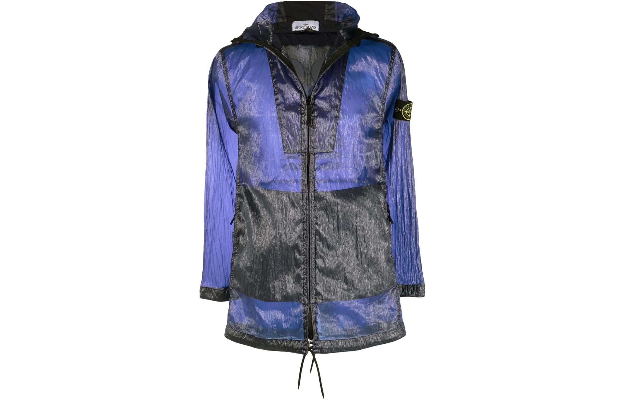 Stone Island 40th Anniversary Blue Hoodie Jacket with Logo Print for Men 7615705Q2-V0022