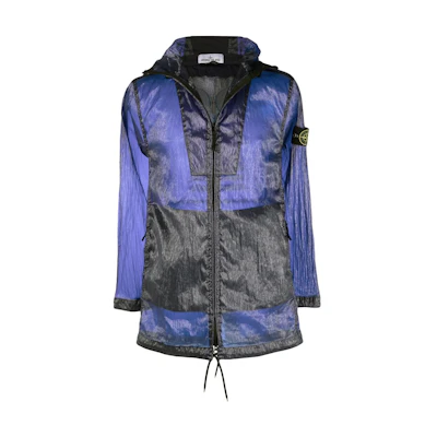 Stone Island 40th Anniversary Blue Hoodie Jacket with Logo Print for Men 7615705Q2-V0022
