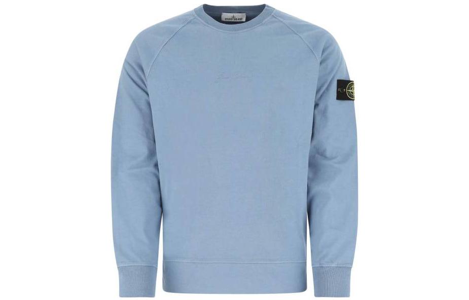 Stone Island 40th Anniversary Embroidered Logo Long-Sleeve Sweatshirt Blue 7615655Q1-V0046