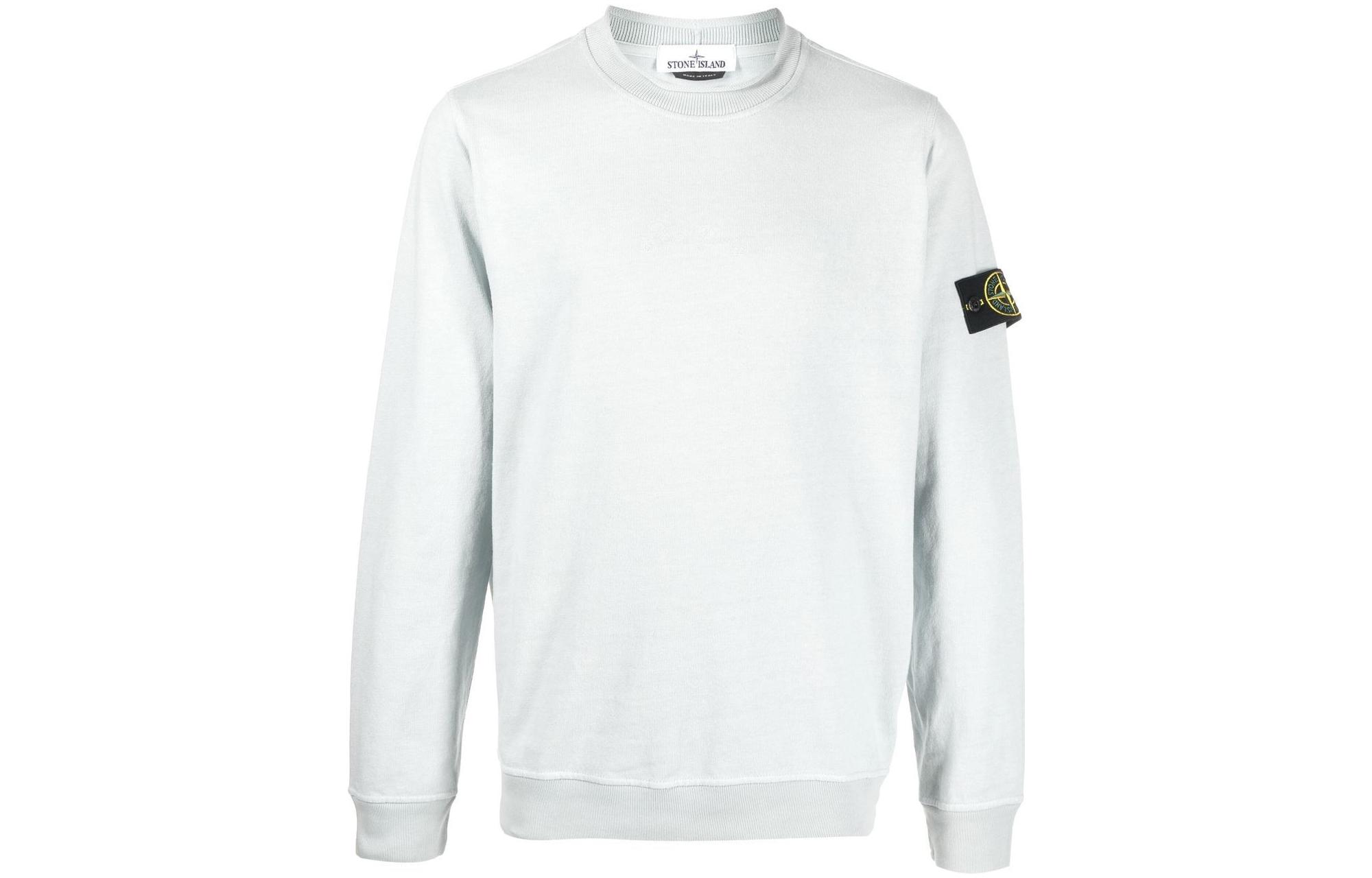 Stone Island 40th Anniversary FW22 Logo Patch Crewneck Sweatshirt Pearl Grey Mens 7715626Q1-V0061