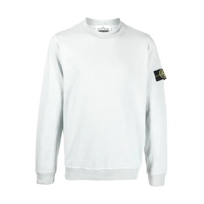 Stone Island 40th Anniversary FW22 Logo Patch Crewneck Sweatshirt Pearl Grey Mens 7715626Q1-V0061
