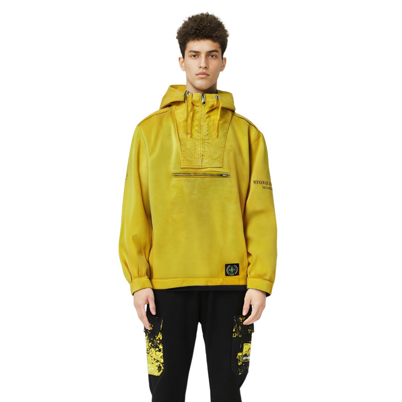 Sizing Hoodie Lelaki Stone Island 40th Anniversary Half-Zip Pullover Kuning. 7625434Q1-V0030