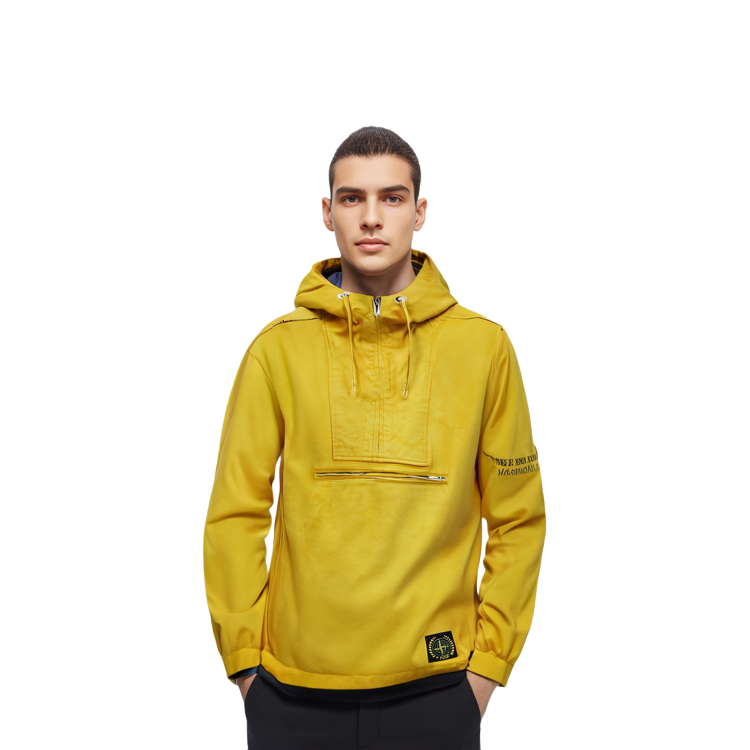 Cheap Hoodie Lelaki Stone Island 40th Anniversary Half-Zip Pullover Kuning. 7625434Q1-V0030