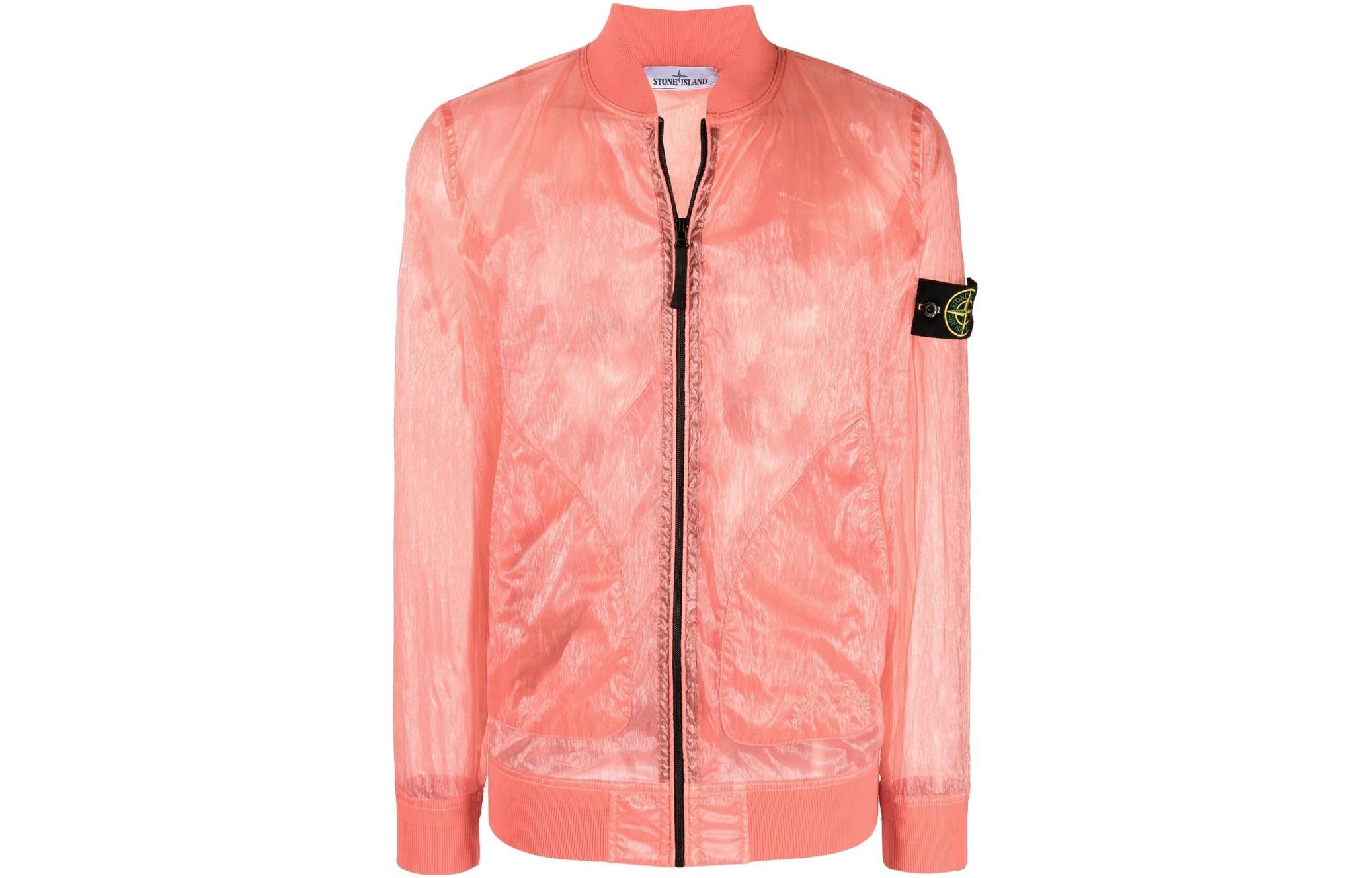 Stone Island 40th Anniversary Solid Patch Bomber Jacket Watermelon Red 7615433Q2-V0032