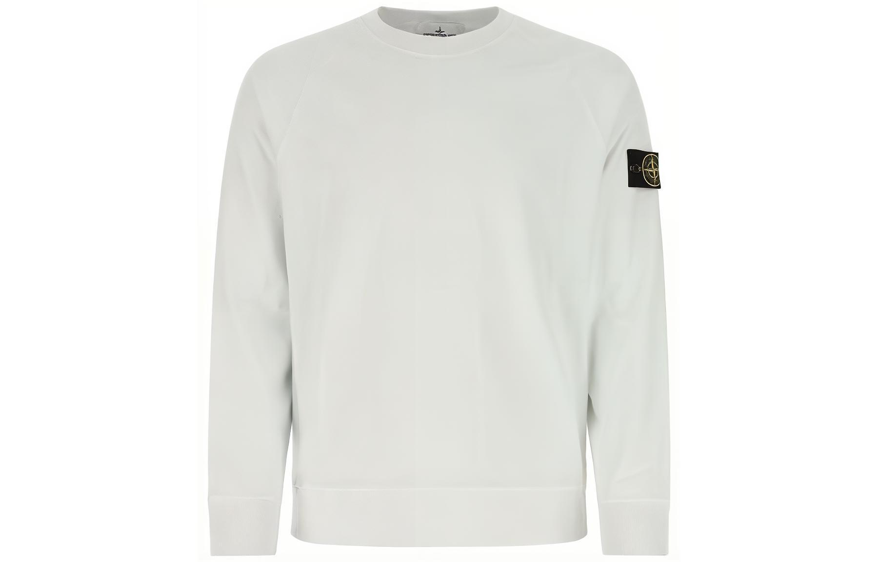 Stone Island 40th Anniversary SS22 Embroidered Logo White Crewneck Sweatshirt Mens 7615655Q1-V0003