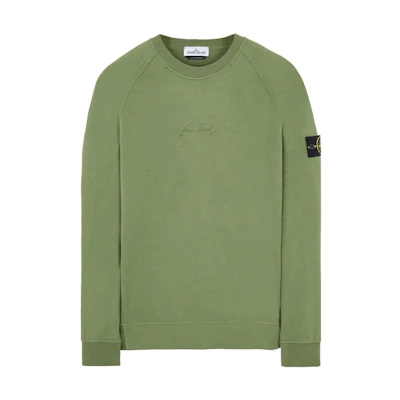 Stone Island 40th Anniversary SS22 Green Logo Patch Crewneck Sweatshirt Mens 7615655Q1-V0058