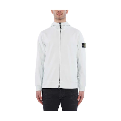 Stone Island 40th Anniversary SS22 Logo Patch Hoodie Jacket White 7615656Q1-V0003