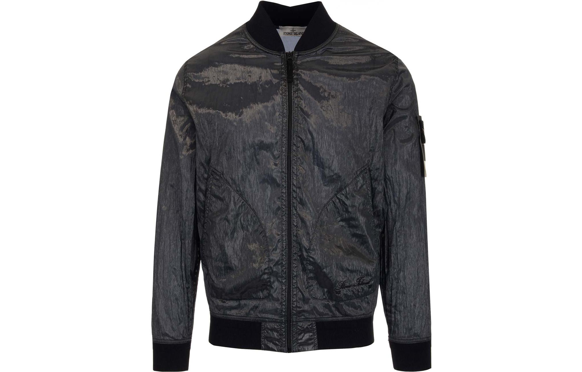 Stone Island 40th Anniversary SS22 Metallic Print Zip Jacket Black Men’s 7615433Q2-V0065