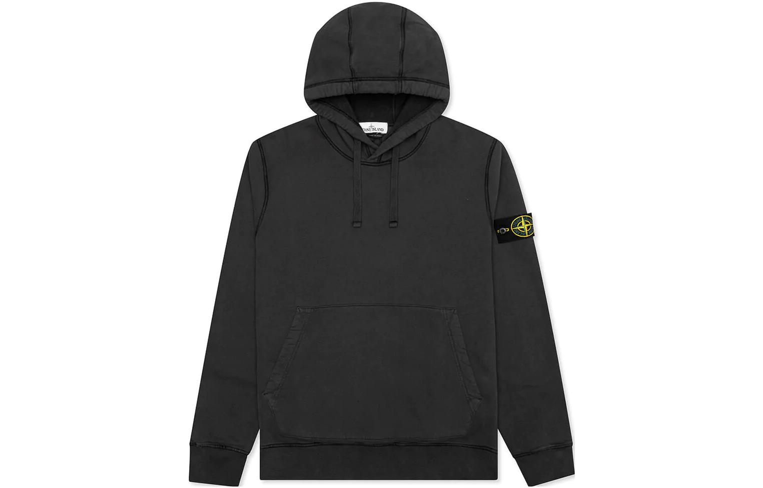 STONE ISLAND  Anthracite Hoodie with Logo Patch, Casual Pullover Sweatshirt. 751564120-V0065
