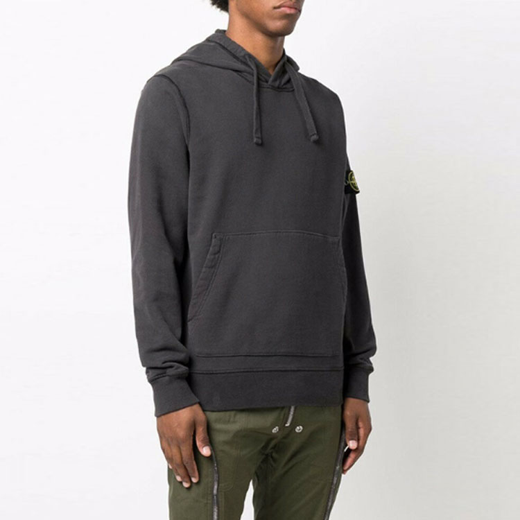 STONE ISLAND  Anthracite Hoodie with Logo Patch, Casual Pullover Sweatshirt. 751564120-V0065 圖 5