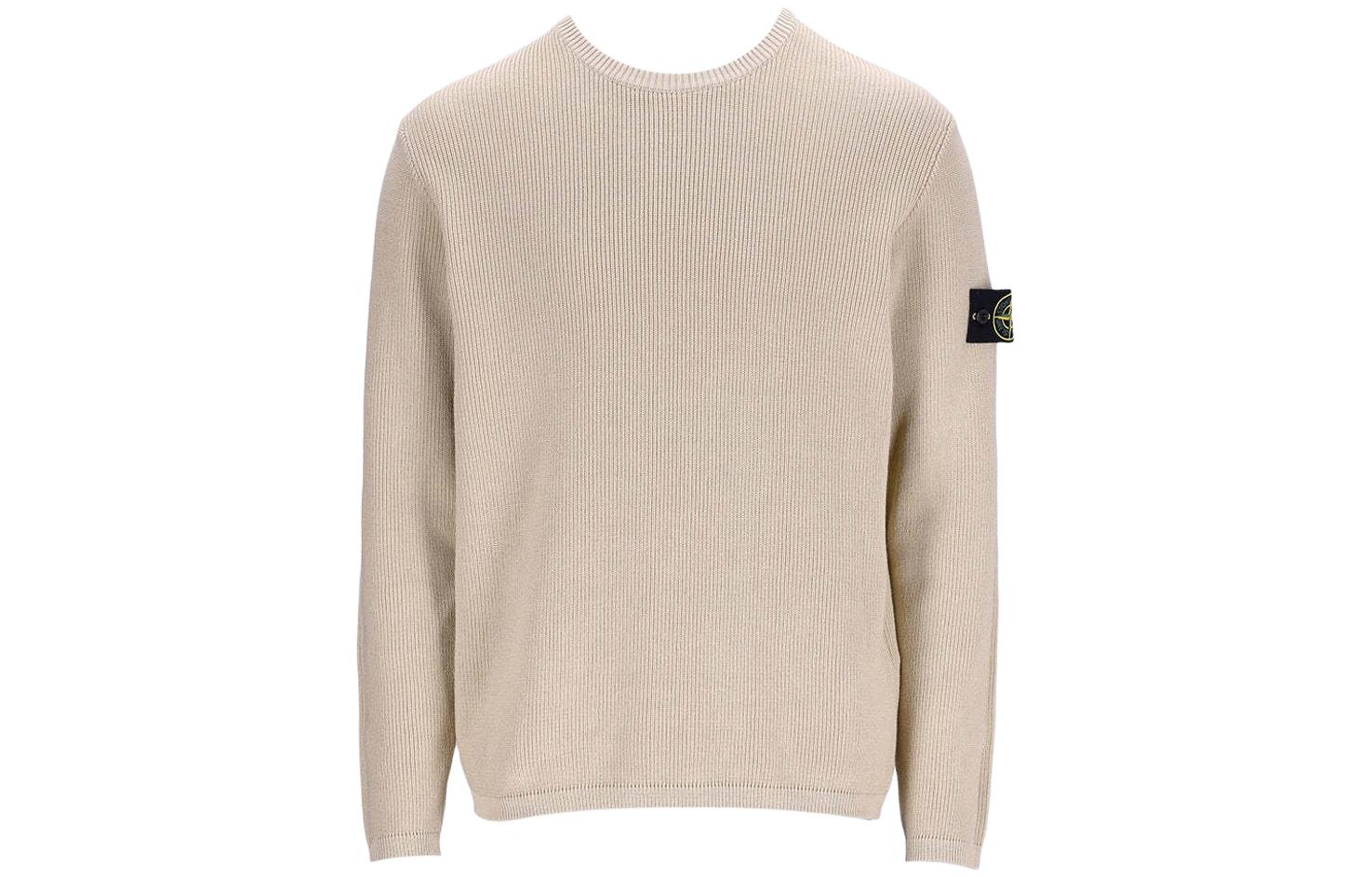 STONE ISLAND  Beige Logo Crewneck Long Sleeve Sweater 8015514D8-V0091