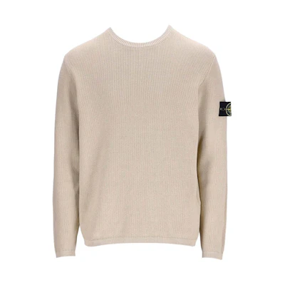 STONE ISLAND Beige Logo Crewneck Long Sleeve Sweater 8015514D8-V0091