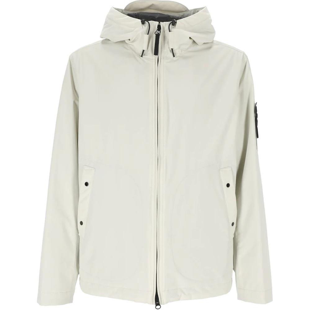 STONE ISLAND  Beige Logo Zip-Up Hoodie Jacket 811540627-V0097