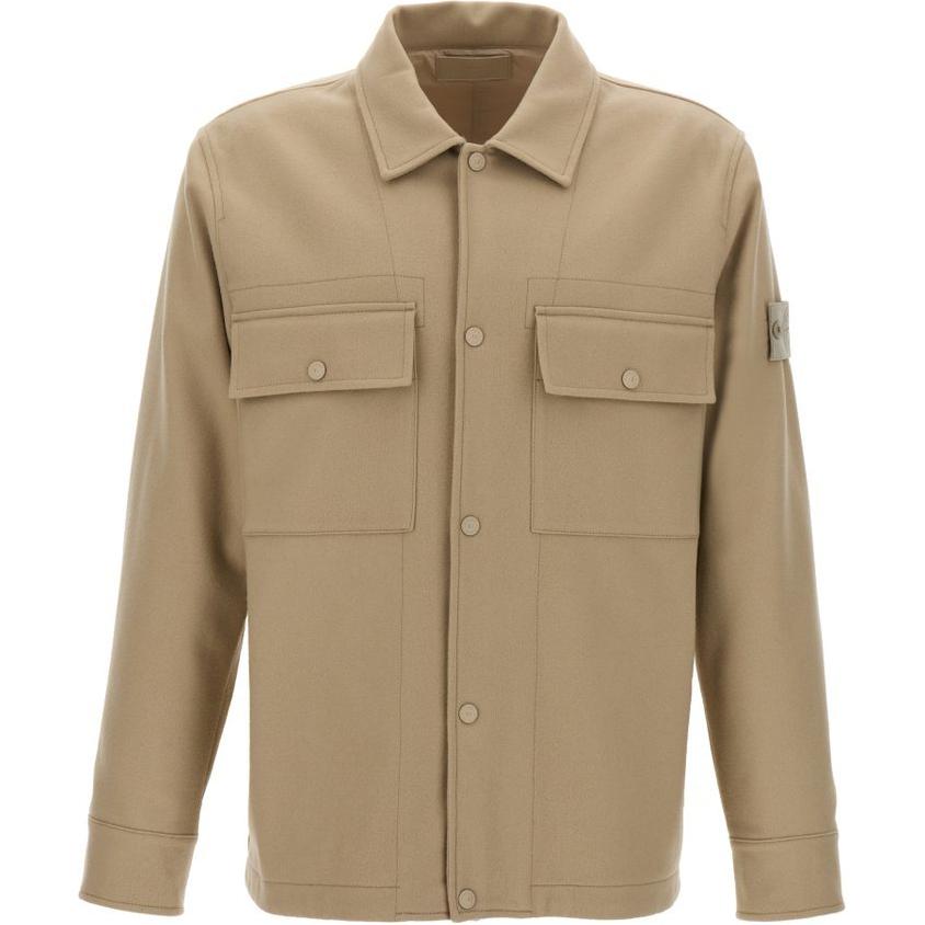 STONE ISLAND  Beige Long Sleeve Button-Up Jacket with Turn-Down Collar 8115120F4-V0090 圖 2