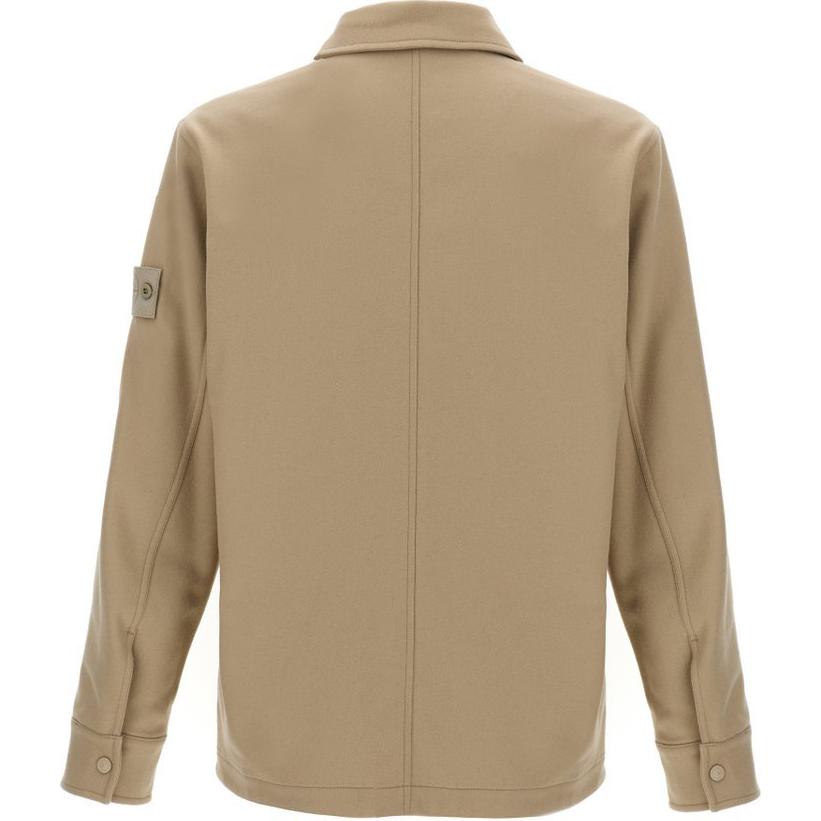 STONE ISLAND  Beige Long Sleeve Button-Up Jacket with Turn-Down Collar 8115120F4-V0090 圖 3