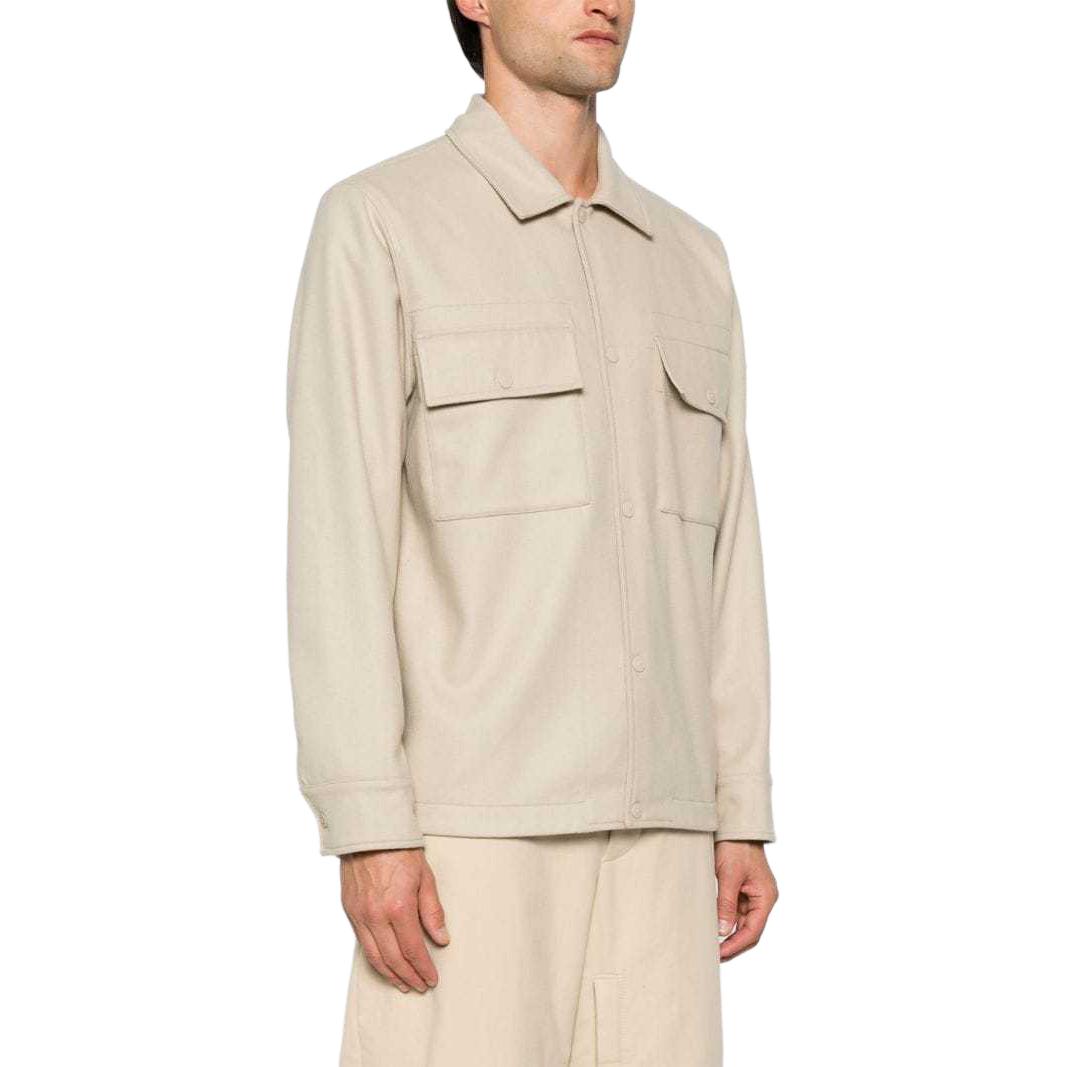 STONE ISLAND  Beige Long Sleeve Button-Up Jacket with Turn-Down Collar 8115120F4-V0090 圖 5
