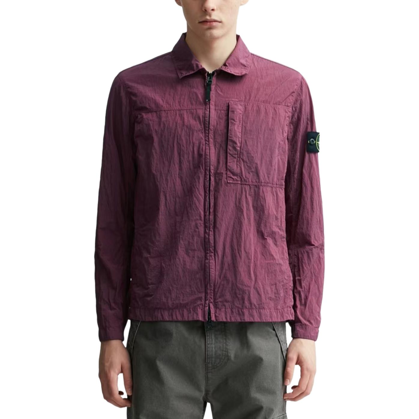 Shop 스톤아일랜드 베이지 로고 배지 하이넥 긴팔 재킷 811511819-V0086