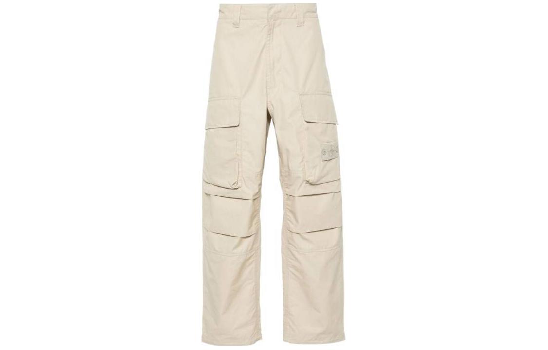 STONE ISLAND  Beige Straight-Fit Casual Pants with Zipper and Multi-Pockets 8015309F1-V0090 圖 2
