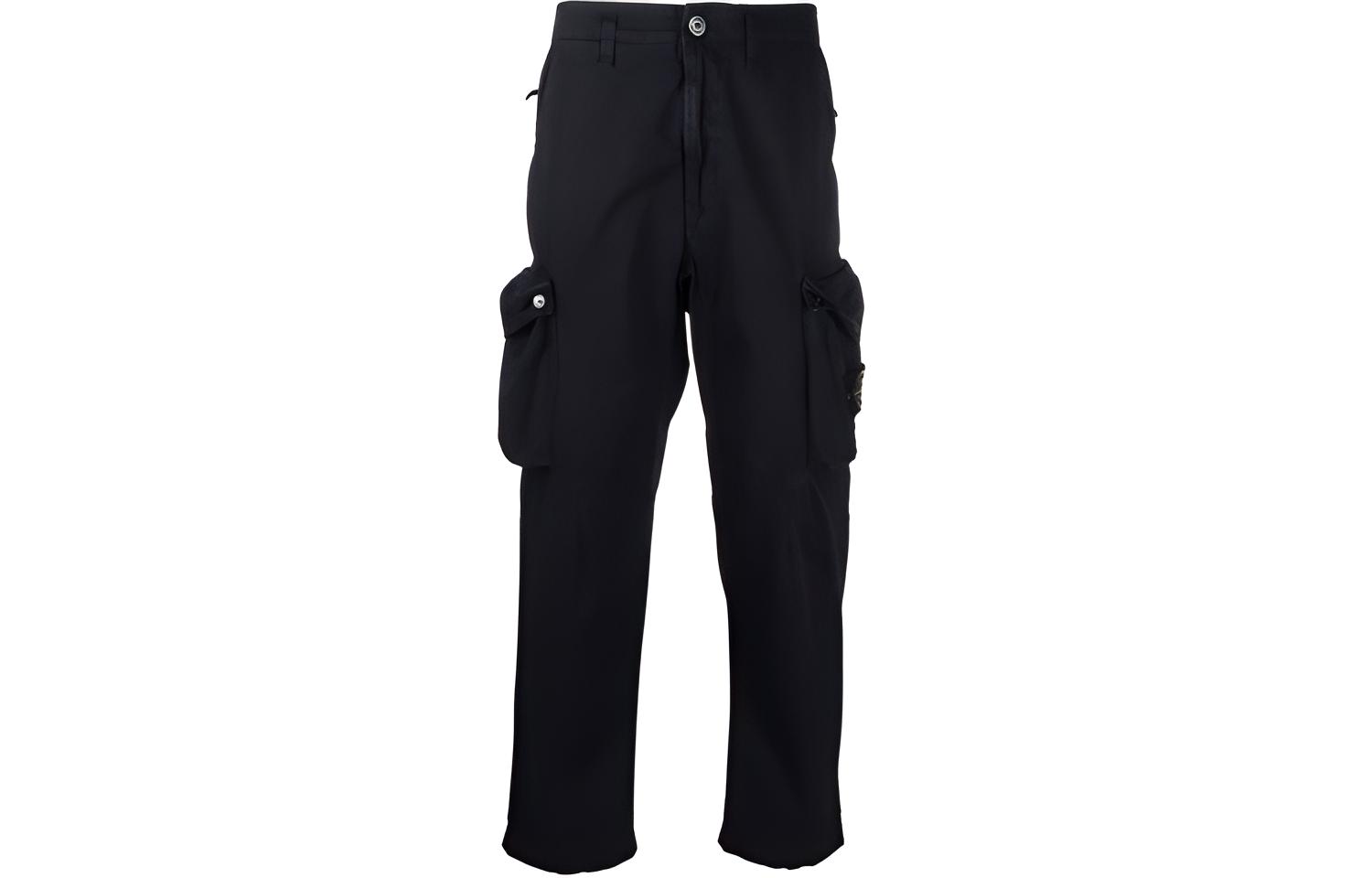 Stone Island  Black Cargo Pants with Zipper and Buttoned Pockets 7415319WA-V0029