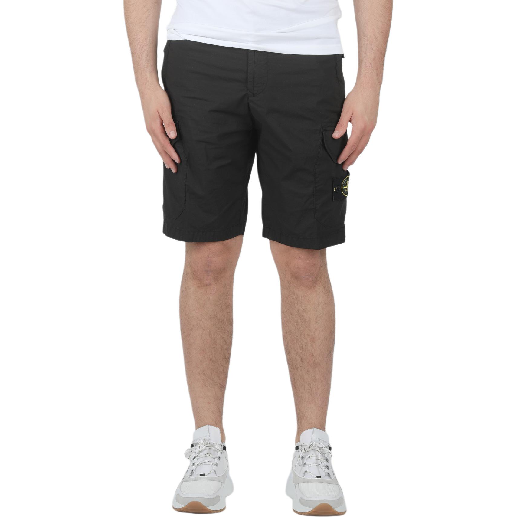 Details for STONE ISLAND 黑色休閒工裝短褲 7215L0403-V0029