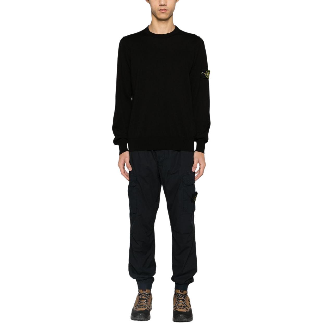 Lookbook STONE ISLAND Seluar Kargo Hitam Kasual Longgar Pinggang Elastik. 801531303-A0029