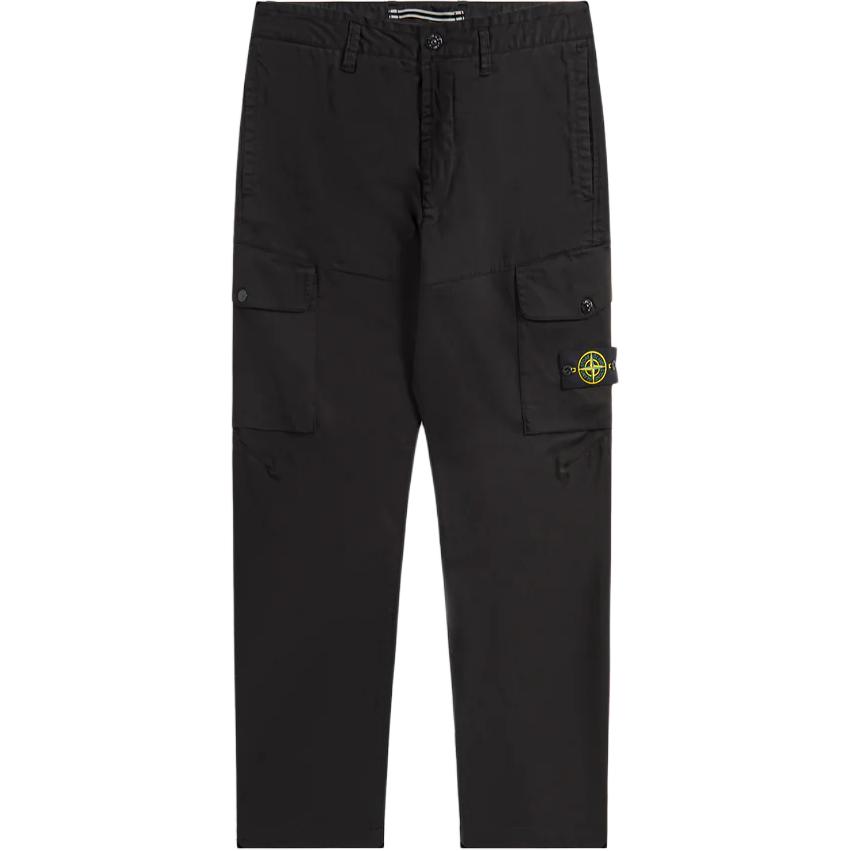 STONE ISLAND  Black Cotton Twill Badge Cargo Pants SI801531012-V0029