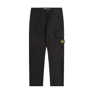 STONE ISLAND Black Cotton Twill Badge Cargo Pants SI801531012-V0029