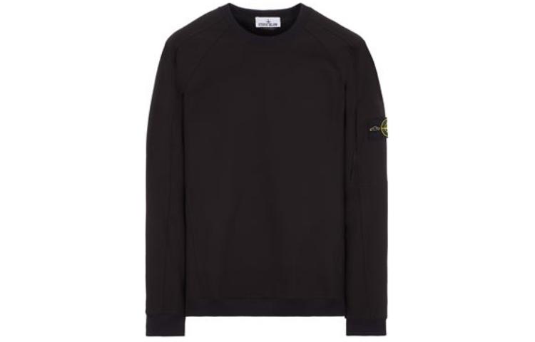 STONE ISLAND  Black Crewneck Logo Sweatshirt 781560653-V0029