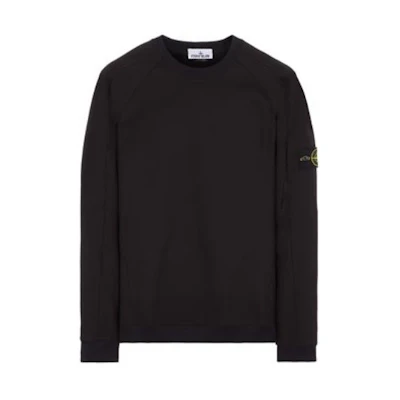 STONE ISLAND Black Crewneck Logo Sweatshirt 781560653-V0029