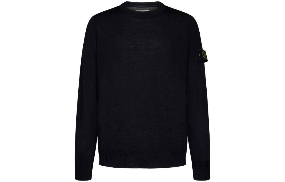 Stone Island  Black Crewneck Patch Logo Solid Long Sleeve Sweater 7915510C4-A0029